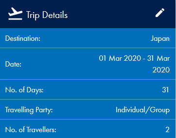 AIG trip details