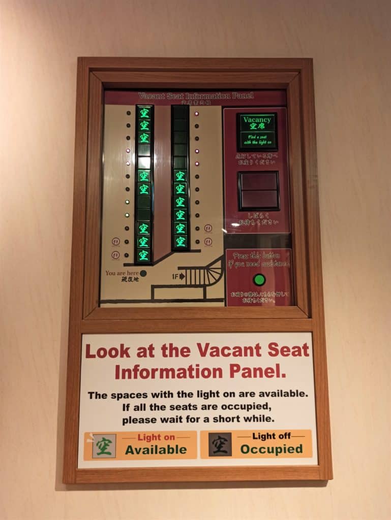 Vacant seat information panel