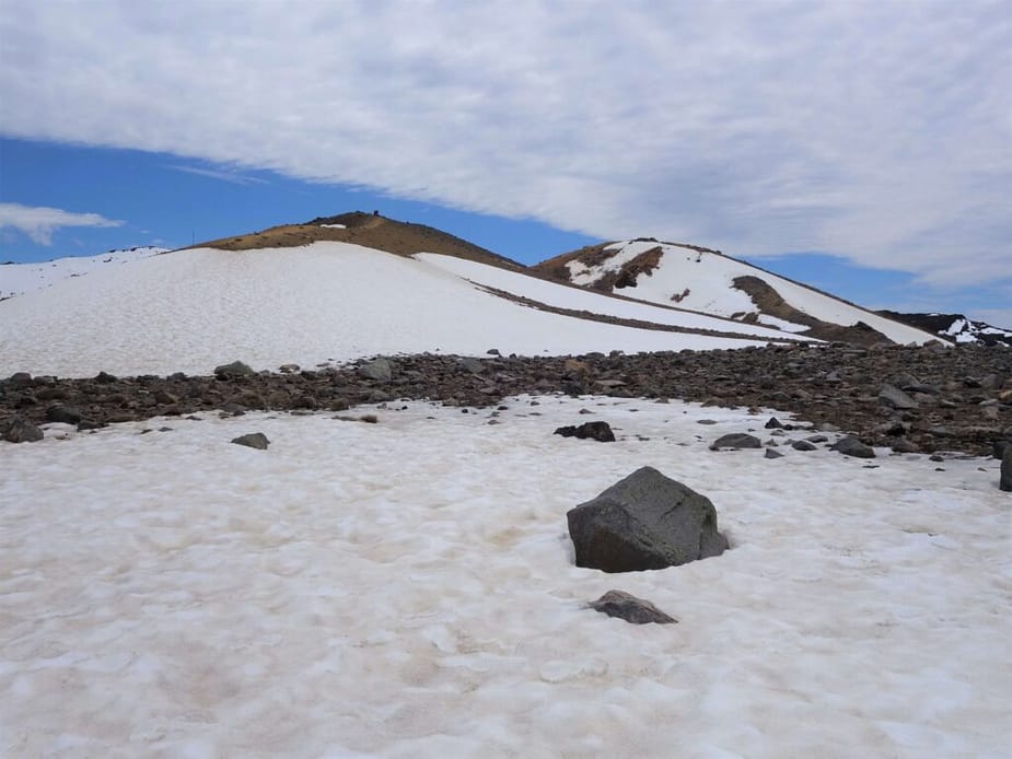 There's still snow at the top of Tongariro National Park