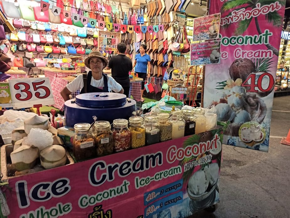Seller of ice cream coconut