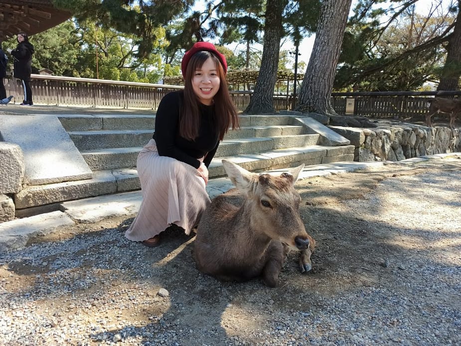 Lady posing with Nara deer