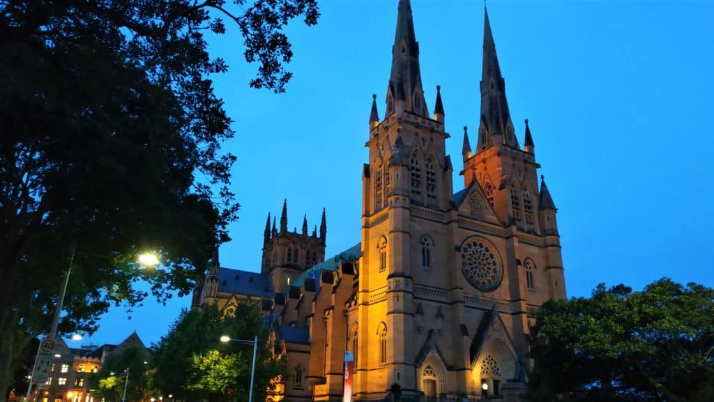 St Mary's Cathedral at night