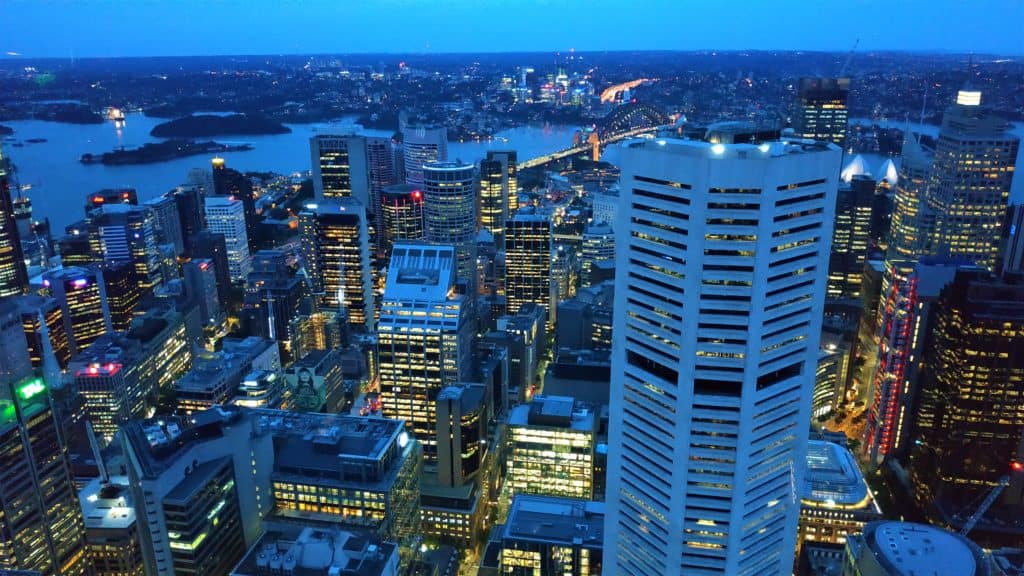 Night view from Sydney Tower