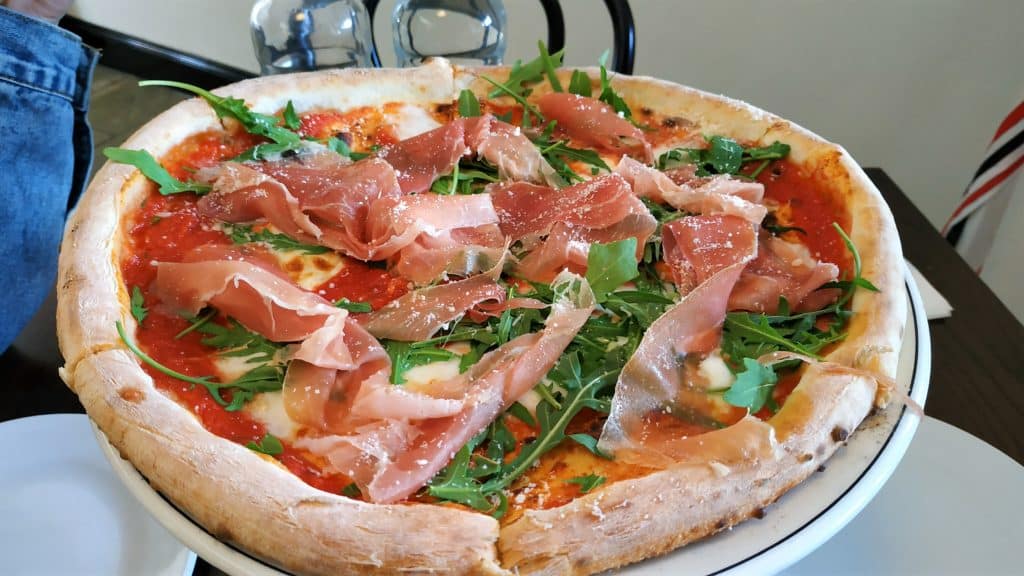 Pizza with smoked ham