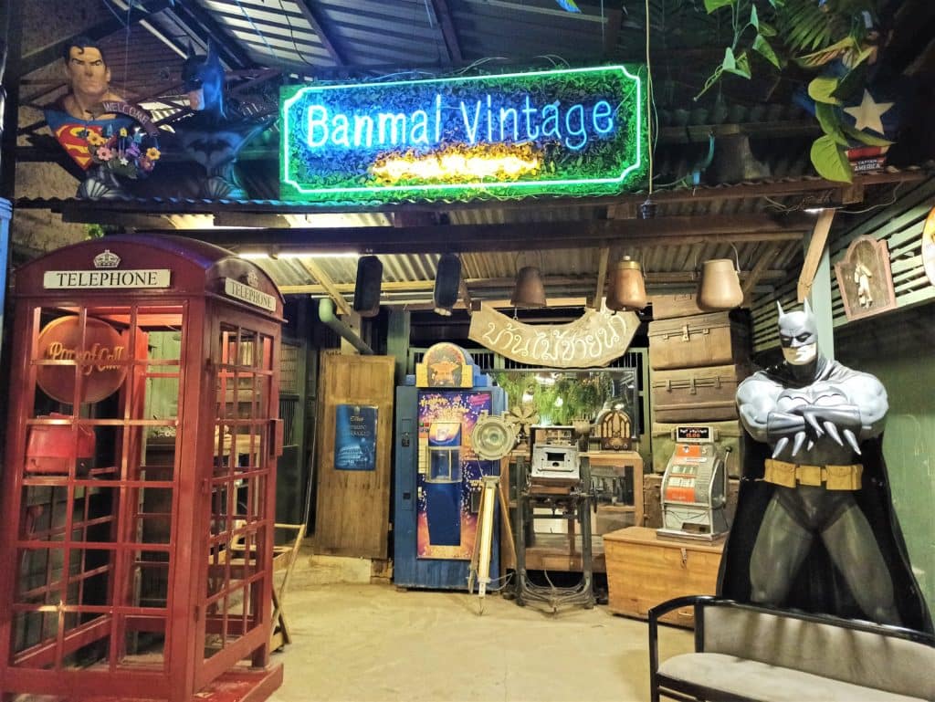 Batman statue and telephone booth at Banmai Museum, Khao Yai
