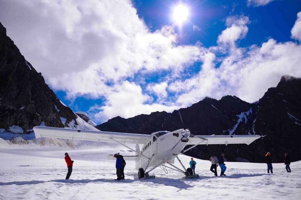 Glacier landing in Alaska, USA