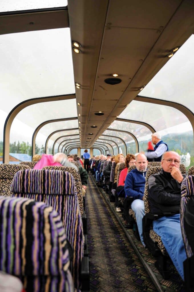 Full glass-domed train in Alaska, USA