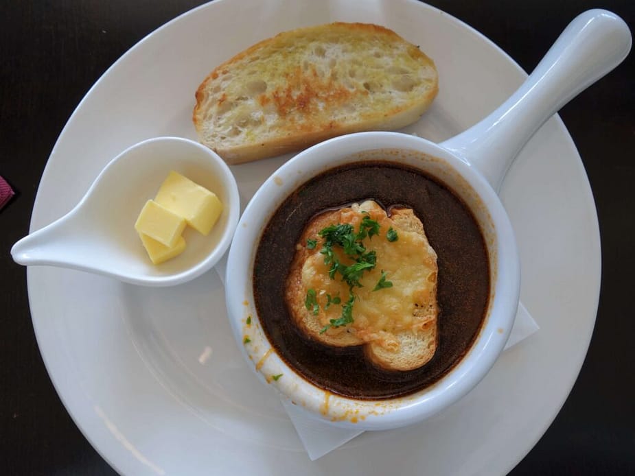 French onion soup at Steak House Taupo